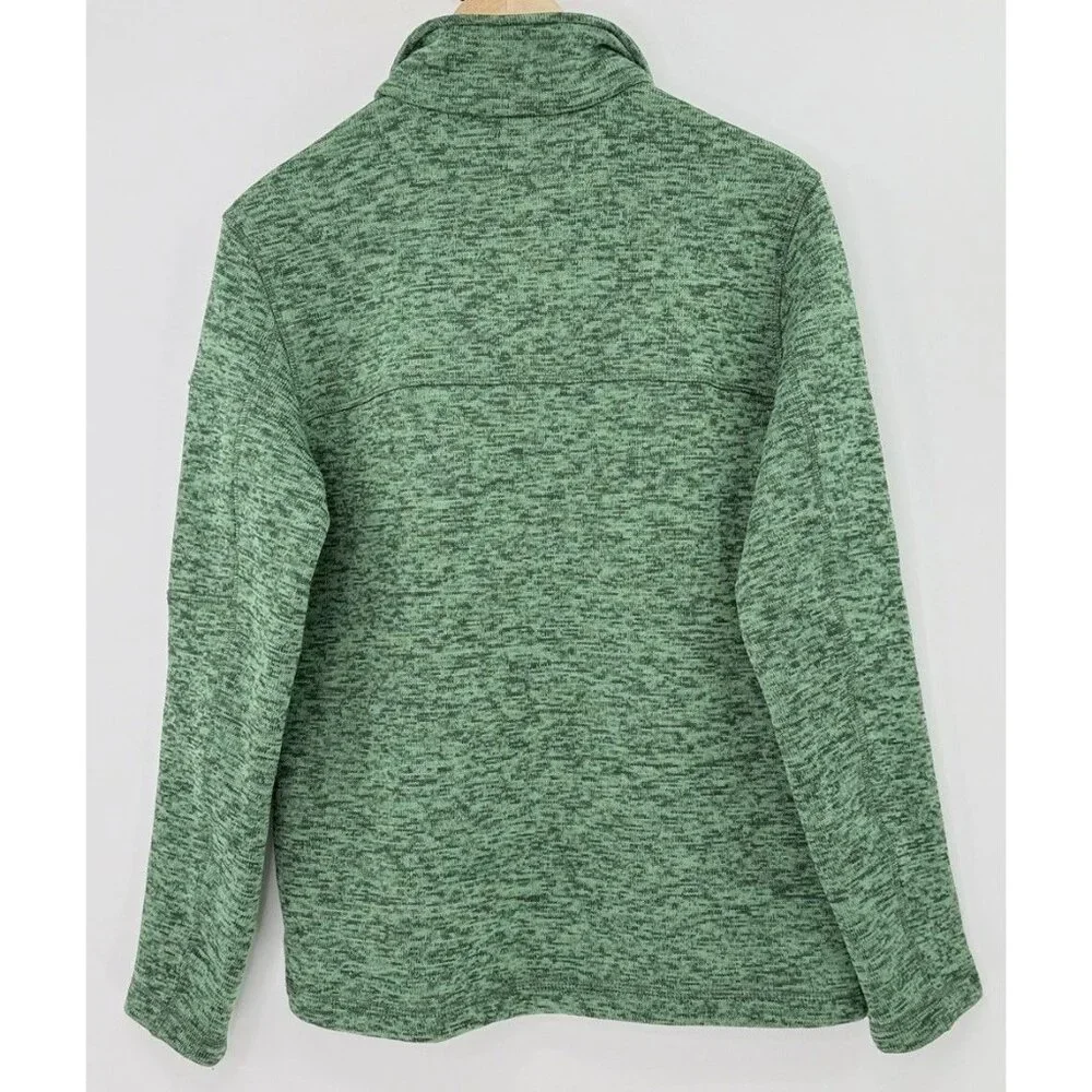 Lands' End Men's Green 1/4 Zip Fleece Pullover Sz M Zipper Arm, Logo Branded SBL
